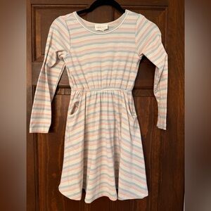 Striped Kids Dress in Pink and Blue